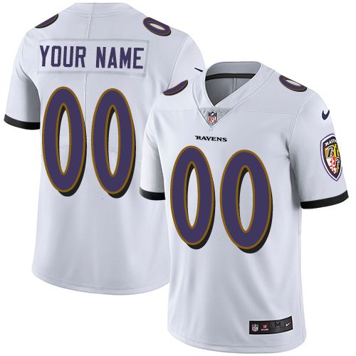 Nike Baltimore Ravens White Men Customized Vapor Untouchable Player Limited Jersey